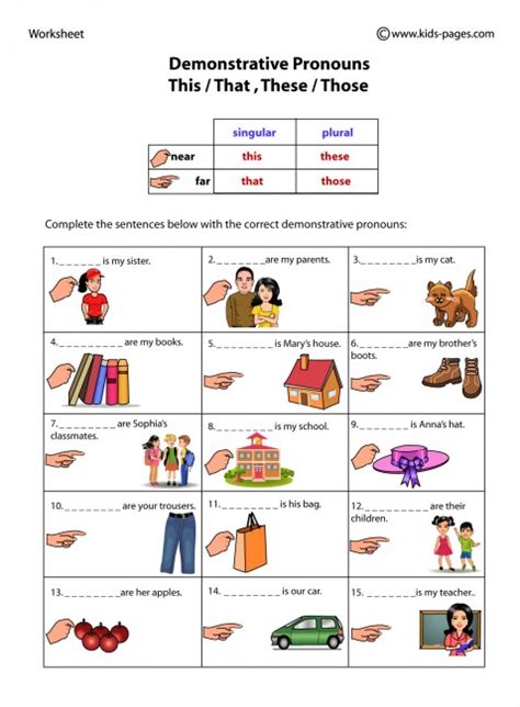 Worksheets For Demonstrative Pronouns